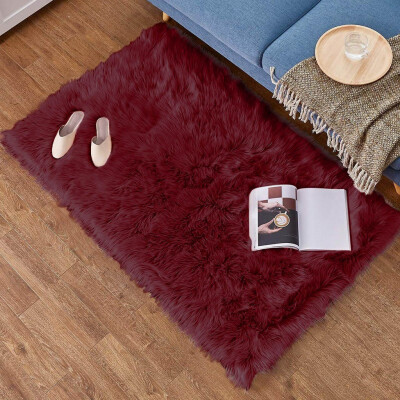 

Gobestart Wool Imitation Sheepskin Rugs Faux Non Slip Bedroom Shaggy Carpet Mats