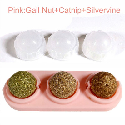 

3pcs Pet Cat Catnip Silvervine Treat Ball Funny Snack Toy Wall Mounted Licking Ball for Cat Teeth Cleaning Chew Toy Supplies