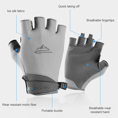 

Half Finger Golf Gloves Absorbent Cooling Ice Gloves UV Protective Golf Cycling Fishing Fitness Gloves for Men Women