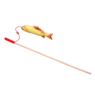 

Wood Tease Rod Cat Sticks Plush Stuffed Artificial Fish Pet Cats Toy Kitten Catnip Bell Teaser Interactive Funning Trainning Toy