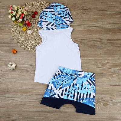 

Cute Toddler Kids Baby Boy Hooded Vest TopsShort Pants 2pcs Outfits Clothes Set