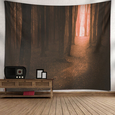 

Toponeto Misty Forest Tapestry Wall Hanging Nature Landscape Tapestry Sunshine Through Tree Tapestries For Bedroom Living Room