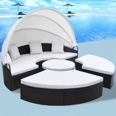 

Outdoor Lounge Bed Poly Rattan Brown