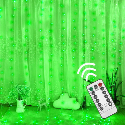 

Siaonvr Curtain Stripe Lights 300LED 8 Modes Remote Control Fairy String Lights Decora