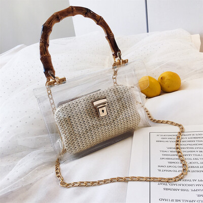 

Texture small bag female new Korean version of wild girl transparent portable small square bag chain Messenger bag