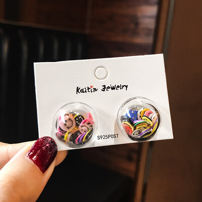

2019 latest design brand summer hand made candy color earrings generous minimalist wild Korean earrings for women