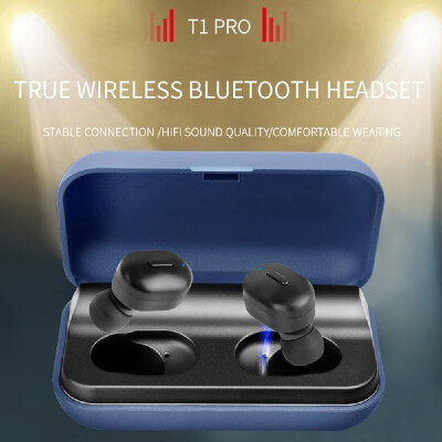 

T1 Pro TWS Earphone Bluetooth 50 Headphones True Wireless Earbuds Hands-free with Mic Charging Box IPX6 Waterproof