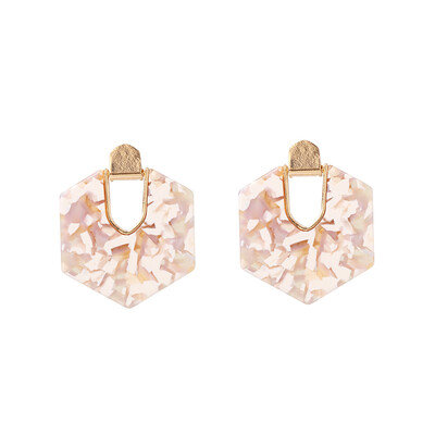 

AOTEMAN Women Trendy Geometric Acrylic Statement Drop Earrings ZA OL Style Transparent stone earrings with golden edges brincos