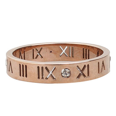 

Roman Numerals Hollow Diamante Titanium Steel Plated Couple Finger Charm Tail Ring Gifts
