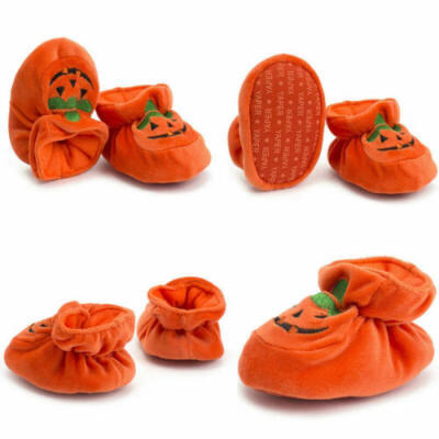 

Toddler Pumpkin Baby Boy Girls Crib Soft Shoes Prewalker Anti-Slip Shoes Halloween