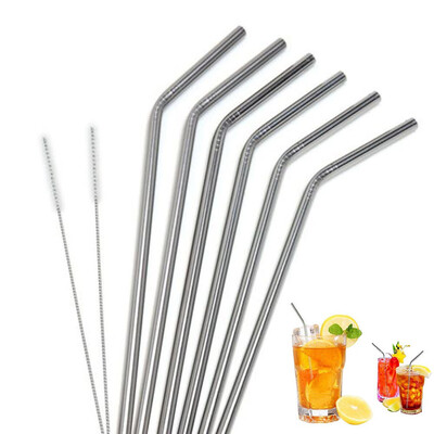 

Siaonvr 6 Long Stainless Steel Drinking Straws Fits 20 Oz & 30 Oz Cups Brushed Included