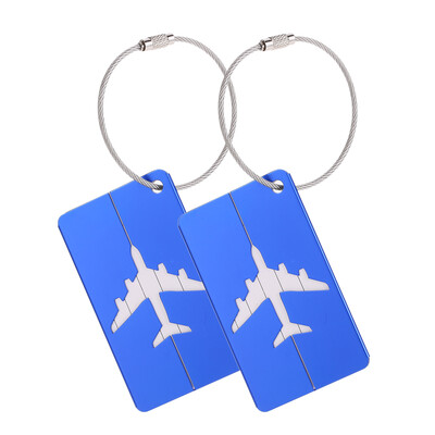 

2pcs Travel Airlines Luggage Tags Suitcase Bag Tag Address Name Identity ID Label Identifier Metal Aluminum Alloy
