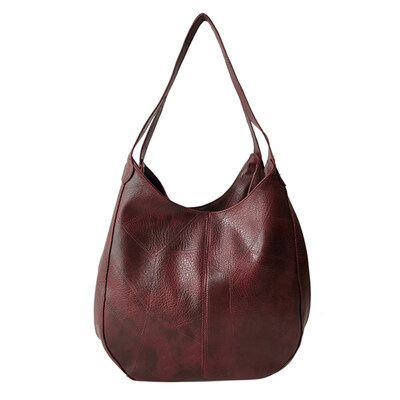 

Retro Women Solid Color Faux Leather Zipper Handbag Messenger Shoulder Tote Bag