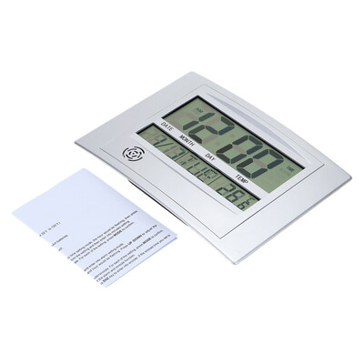 

Digital LCD Clock Stylish Modern Home Office Room Decor Wall Clock Temperature Date Calender Alarm&Snooze Function