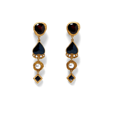 

JURAN 2018 Ethnic Heart crystal dangle statement dangle earrings wedding Jewelry Vintage big black boho za earrings for women