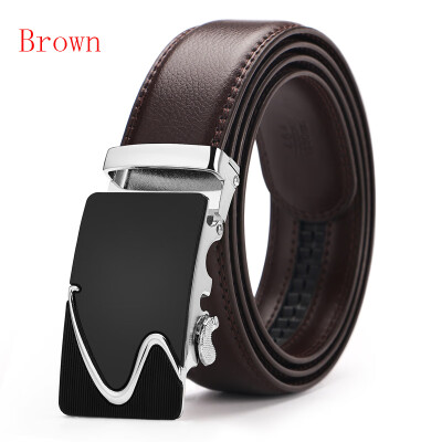 

New Automatic Buckle Cowskin Brown Belt Good Quality Genuine Leather Luxury Strap Male Belts For Men Jeans Wide 110-130cm long