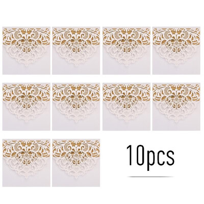

10pcs Pearl Paper Floral Invitation Cards Invitation Holders with Blank Inner Sheet for Wedding Birthday Party Anniversary