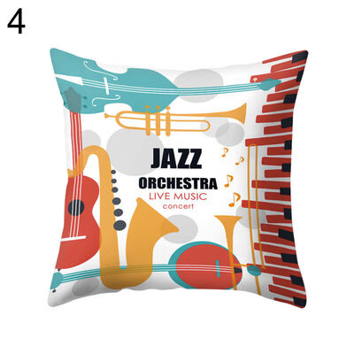 

Jazz Music Drum Cello Tuba Pillow Case Cushion Cover Bed Car Cafe Office Decor