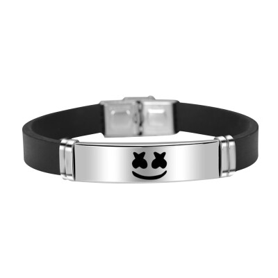 

Dj Marshmello Face Wristbands Titanium Steel Adjustable Silicone Bracelets Bangles For Unisex Women Men