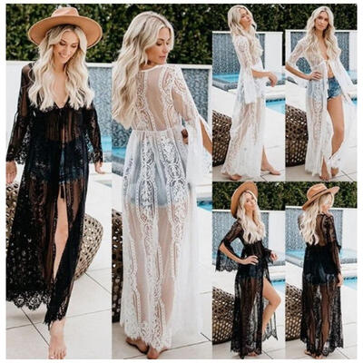 

New Women Lady Lace Crochet Bikini Cover Up Swimwear Kaftan Bathing Suit Beach Dress