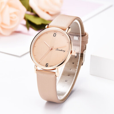 

Gobestart Fashion Casual Without Scale Striped Dial Leather Strap Mens Quartz Watch