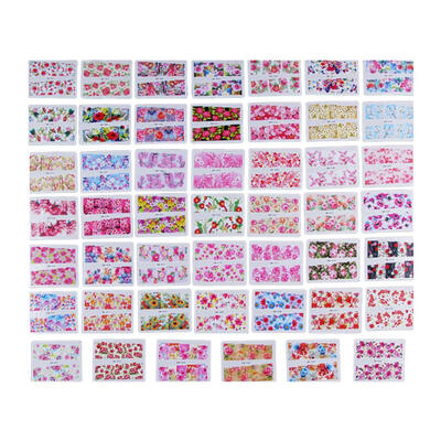 

48pcsSet Colorful Flower Pattern Nail Art Tip Decal Sticker Water Transfer