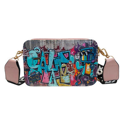 

Street Graffiti Women Leather Messenger Bags Zipper Casual Shoulder Purses