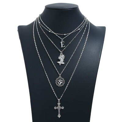 

New Gold Multi-layer Long Necklace Pendant Shell Round Sequin Bead Chain Necklace Simple Moon Stars Fashion Retro Sexy Necklace