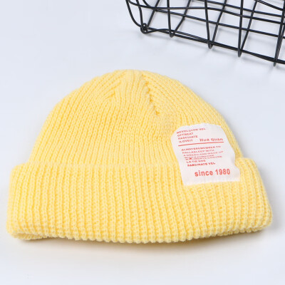

Pasted letter original tide brand melon skin wool hat sailor short rogue retro Han hip hop ins knitted hat