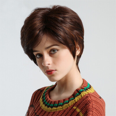 

〖Follure〗Synthetic FiberHair False Hair Cap Domed Scalp Brown Mixed Color Short Hair Wig