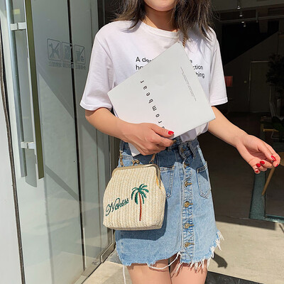 

Tailored Womens Fashion Embroidery Hasp Woven Shoulder Bag Solid Woven Bag Beach Bag