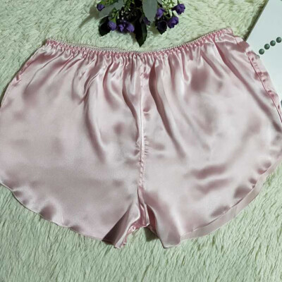 

Women Silk Shorts Elastic Waist Lingerie Mid-rise Lounge Pants Sleepwear Shorts