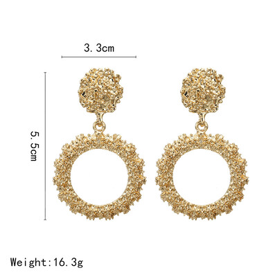 

New Gold Metal Earrings For Women Girls Round Geometric Earring Indian Accessories Female Vintage Circle Brincos Fashion jewelry