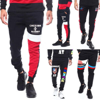 

US Men Gym Fitness Tracksuit Bottoms Skinny Joggers Sport Long Pants Trousers