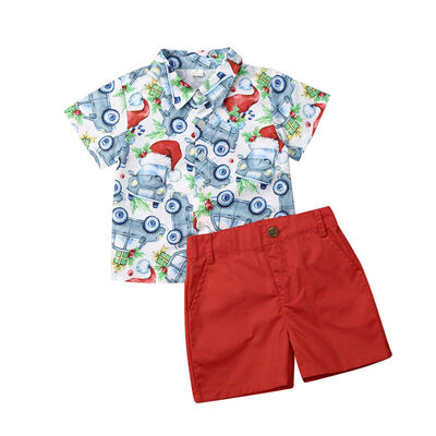 

Christmas Toddler Kids Baby Boy Clothes Xmas Santa Tops T-Shirt Shorts Outfit
