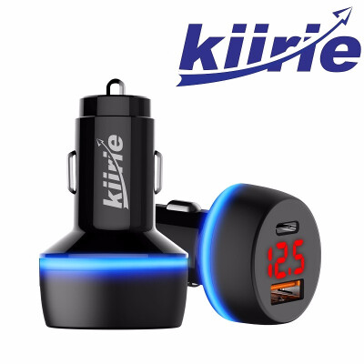 

Kiirie Fast Car Charger 36W QC30 Type-C PD USB Car Charger Adapter Dual Port with LED Display