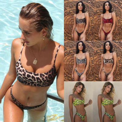 

Womens 2pcs Swimwear Padded Bra Thong Bikini Set Push up Beach Bathing Swimsuits
