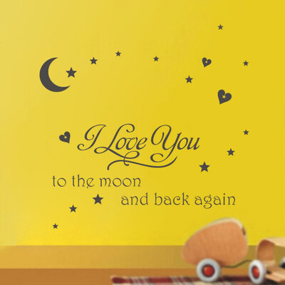 

I Love You To The Moon And Back Again Art Quote Wall Sticker Bedroom Kids Decals