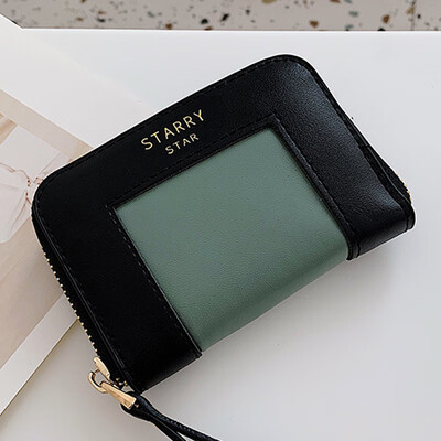 

Wallet short small fresh day Korean students color matching multifunctional buckle zipper wallet bag in hand