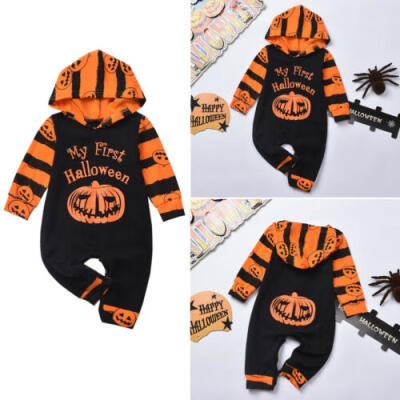 

UK Baby Boy My First Halloween Outfits Romper Bodysuit Jumpsuit Hoodies Clothes