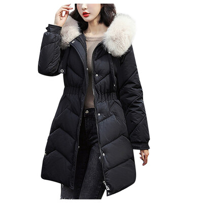 

Toponeto Fashion Women Winter Warm Cotton Hooded Winter Jacket Long-Sleeved Coat