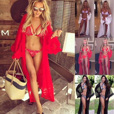 

Summer Women Long Beach Dress Swimwear Chiffon Cardigan Kaftan Bikini Cover UP