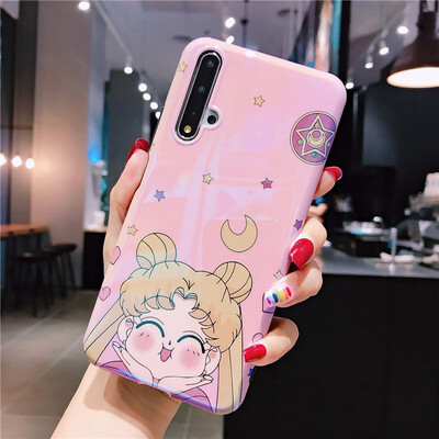 

Pink Japanese Anime Kawaii Sailor Moon Phone Case for Huawei nova2s 3 3i 4 4e 5 5pro 5i Cases TPU Soft Back Cover Coque