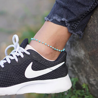 

Europe&the United States foreign trade jewelry fashion simple wild models turquoise beaded anklet beads anklet
