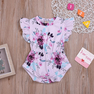 

Newborn Kids Baby Girls Clothes Fly Sleeve Flower Print Romper Bodysuit Outfits