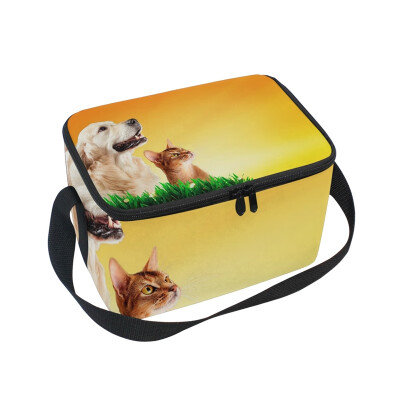 

ALAZA Lunch Box Insulated Dog And Cat Together Lunch Bag Large Cooler Tote Bag for Men Women