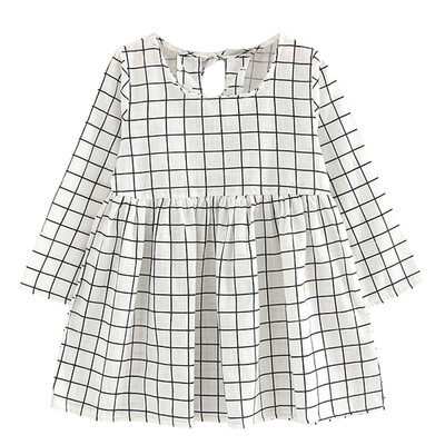 

Kids Girls Long Sleeve Plaid Dress Soft Cotton Summer Princess Dress