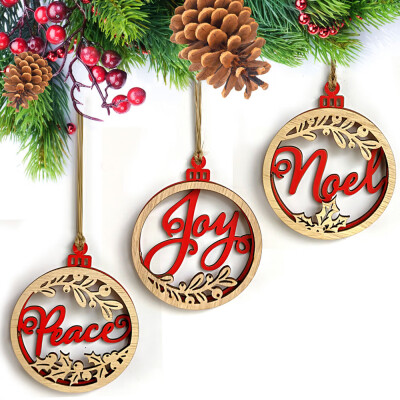 

Tailored 3Pcs Wooden English Alphabet Bulb Xmas Wedding Tree Hanging Ornament Decor