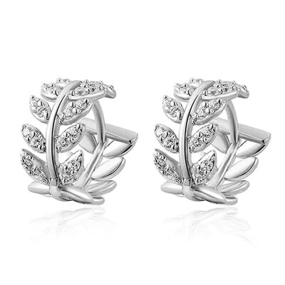 

2019 New European&American Tree Leaves Inlaid Crystal zircon Earrings Beautiful Earrings2 Pairs