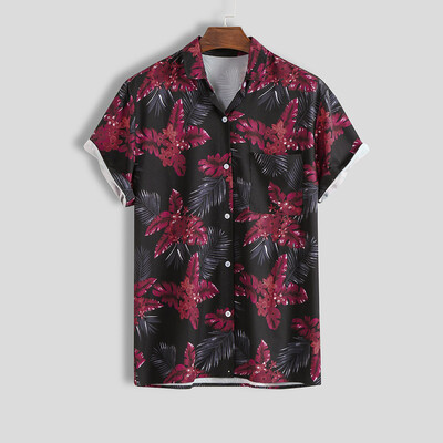 

Tailored Mens Multi Color Lump Chest Pocket Short Sleeve Round Hem Loose Shirts Blouse